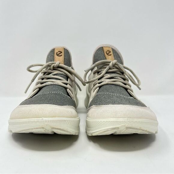 ECCO Biom Street Lace Gravel Wild Dove Gray and Cream Leather Sneaker Size 6.5 - Picture 3 of 11